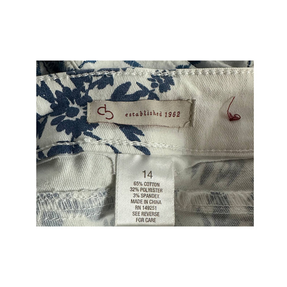 Christopher & Banks White and Blue Floral jean mini‎ skirt size 14 - Picture 3 of 3